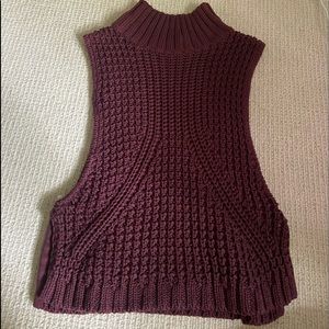 mock turtle neck strapless sweater